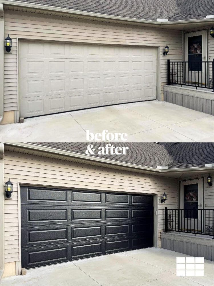 Before and after: black panel garage door replacement