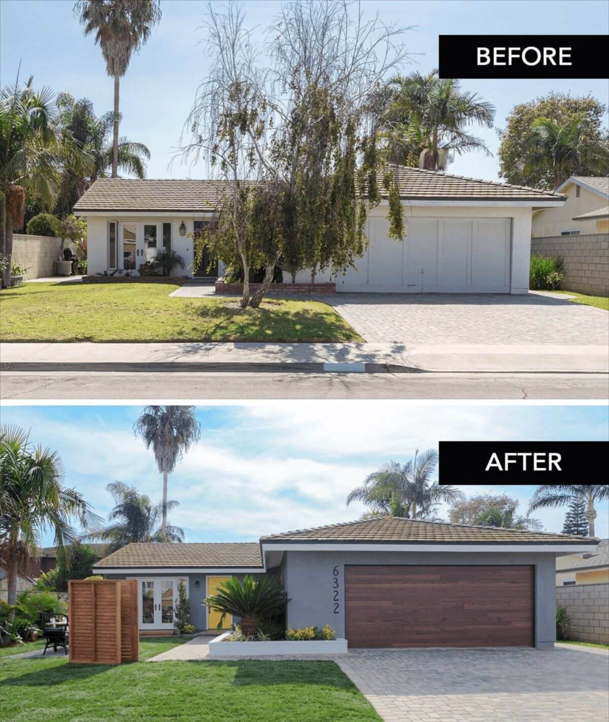 Before and after: dark wood garage door transformation