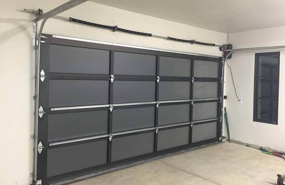 Dark gray insulated garage door interior