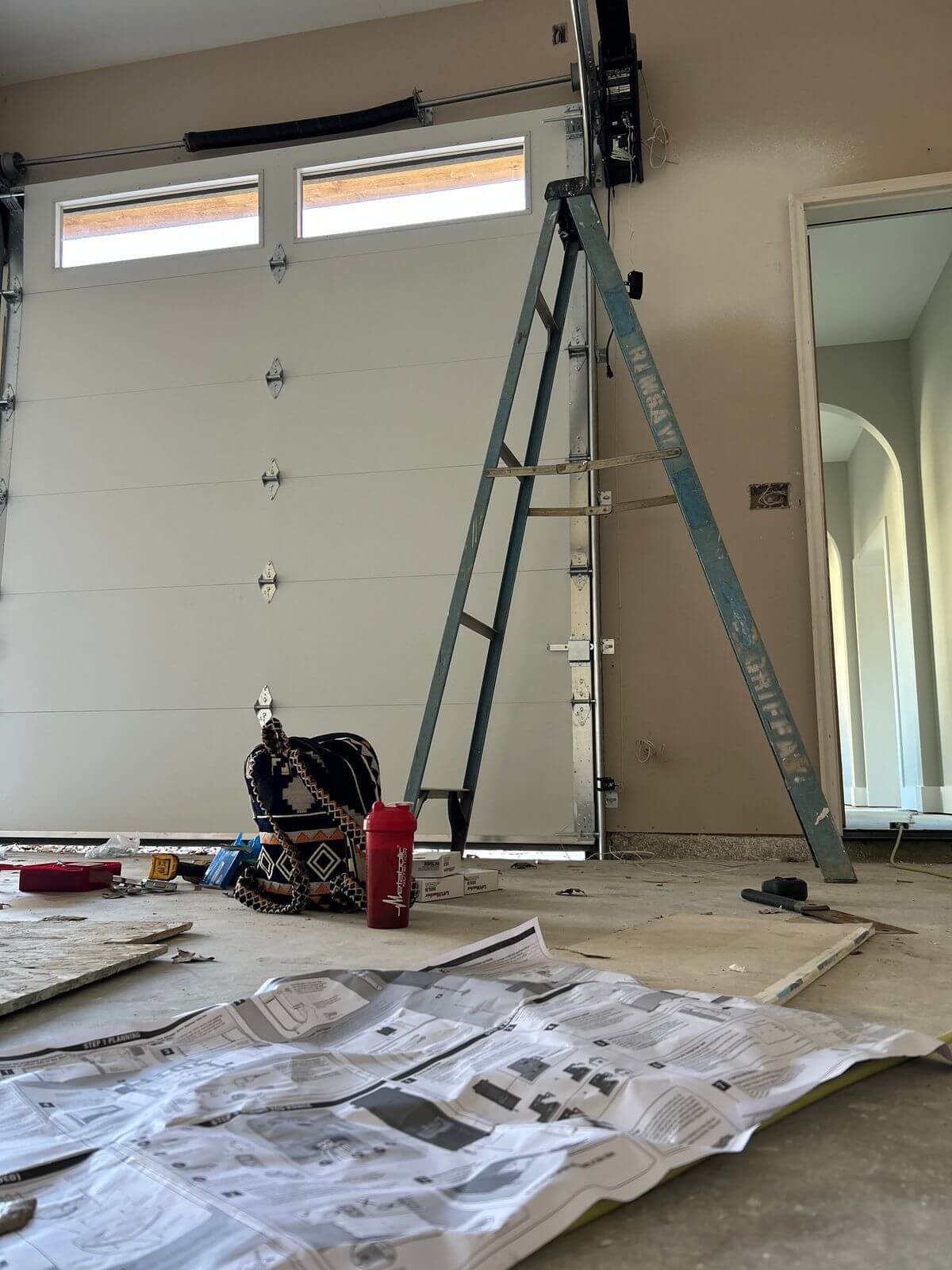 Garage door work in progress